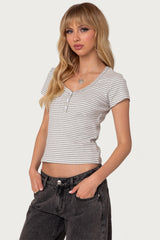 Kady Striped Henley T Shirt