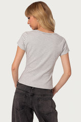 Kady Striped Henley T Shirt