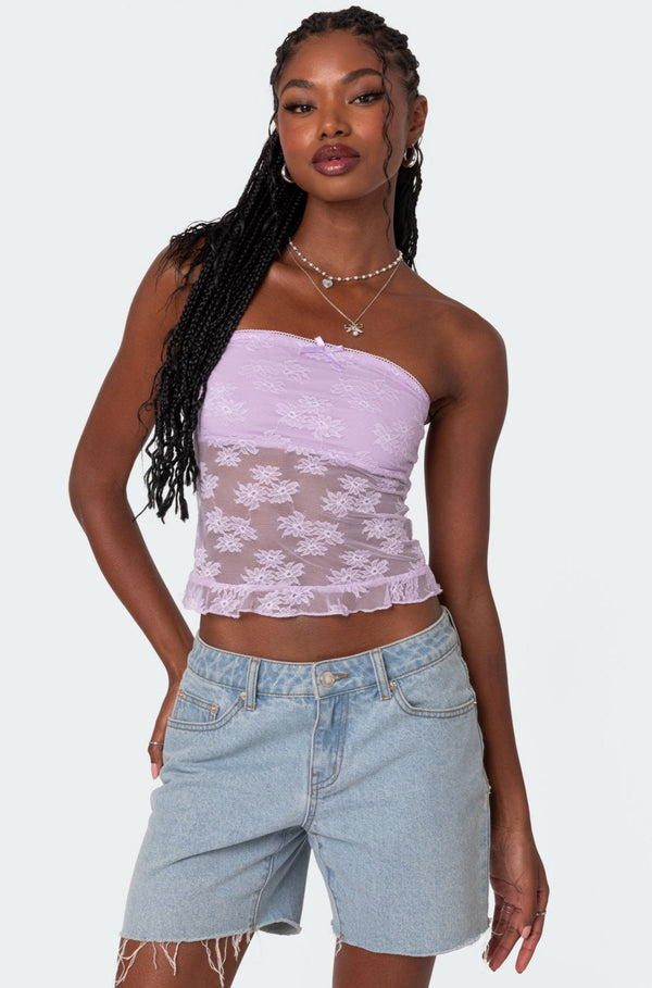Ballet Sheer Lace Tube Top view 1