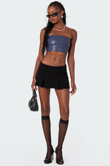 Mazie Faux Leather Bandeau Top