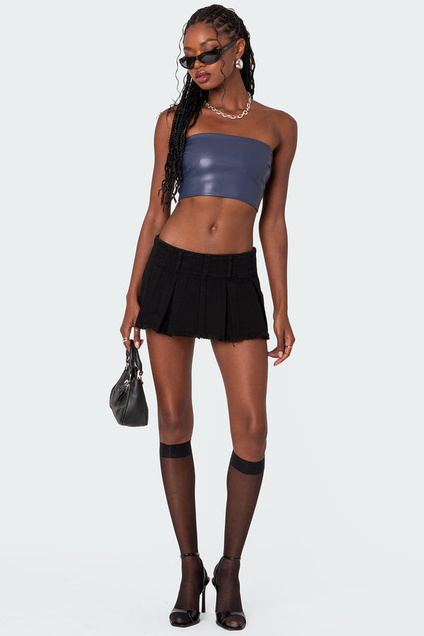 Mazie Faux Leather Bandeau Top view 2