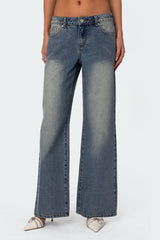 Magda Acid Wash Low Rise Baggy Jeans