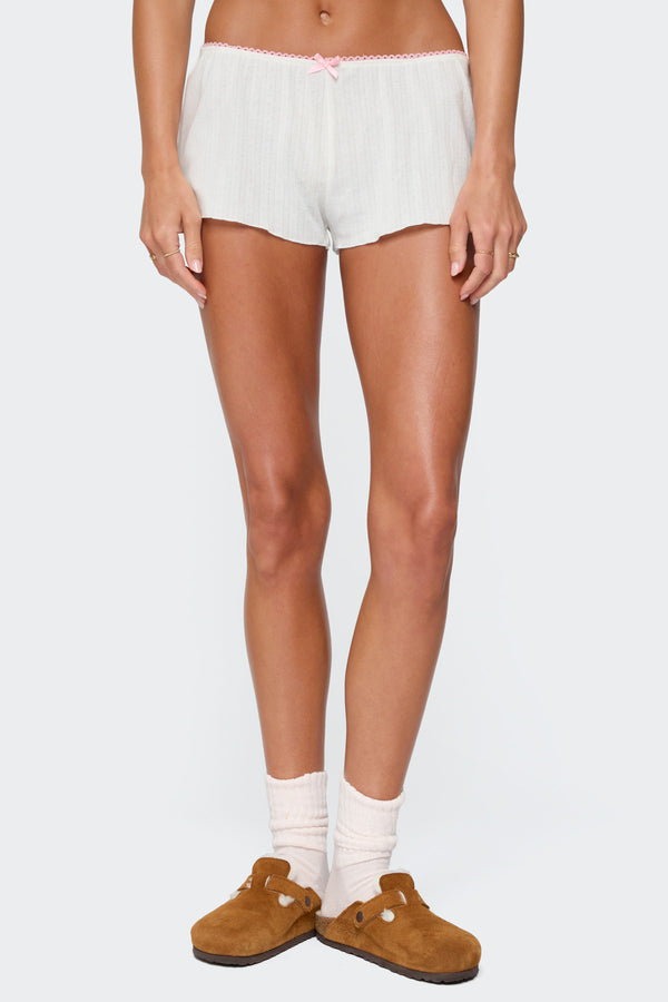 Linny Contrast Pointelle Shorts view 2