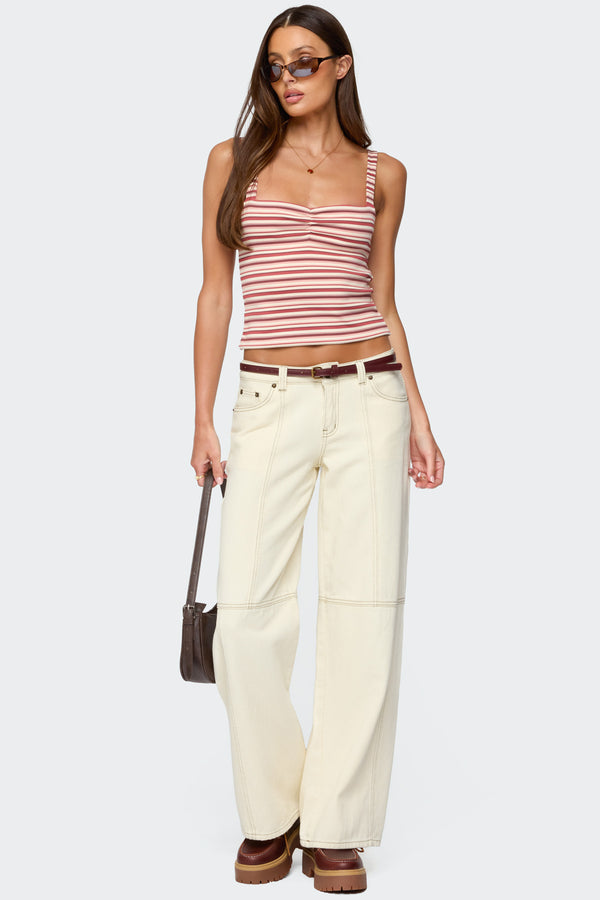 Adelia Striped Ruched Tank Top view 2