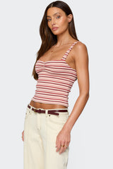 Adelia Striped Ruched Tank Top