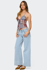 Mixed Patchwork Chiffon Halter Top