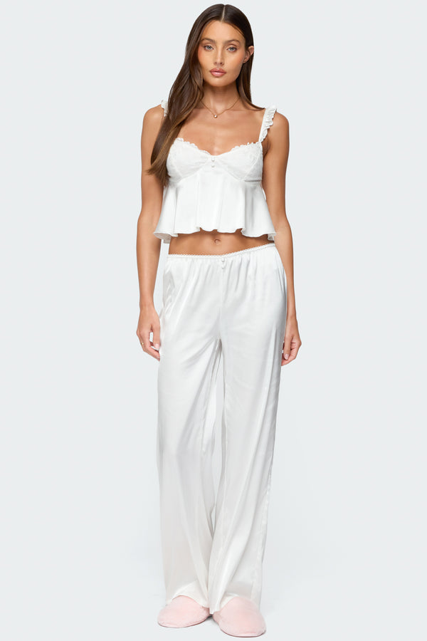 Izabella Lacey Satin Effect Ruffle Top view 2