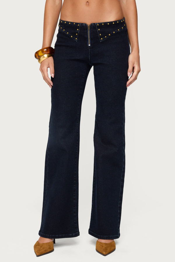 Carys Studded Low Rise Flared Jeans view 2