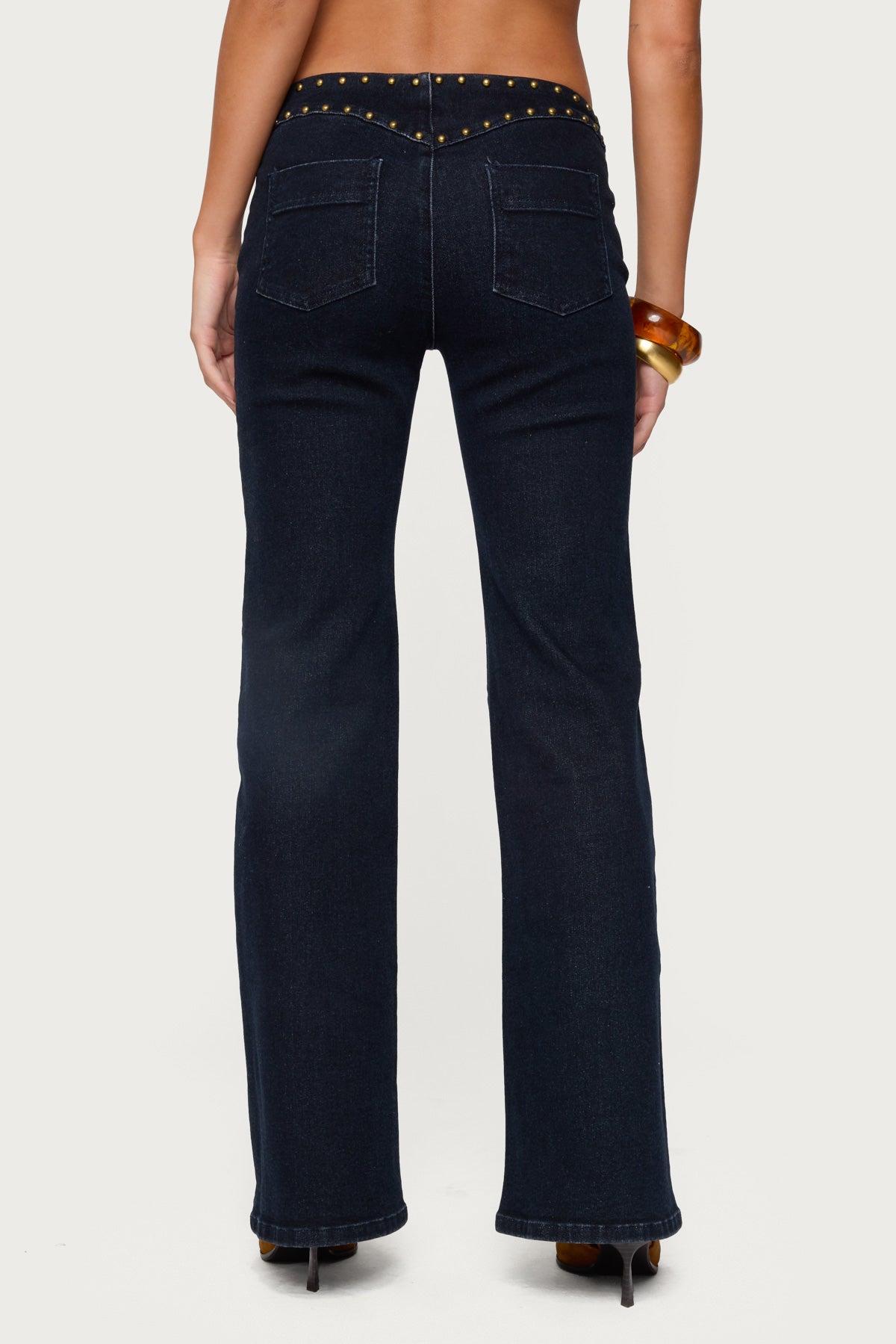 Carys Studded Low Rise Flared Jeans