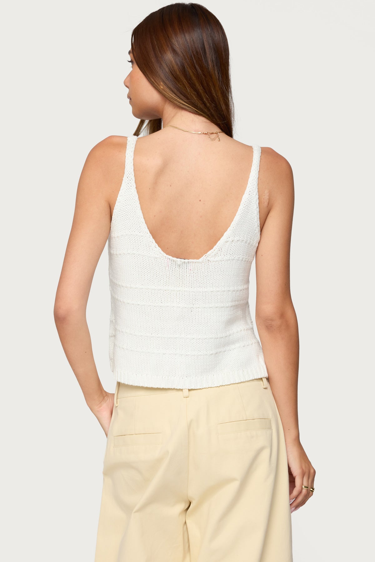 Mikinley Split Front Knit Tank Top