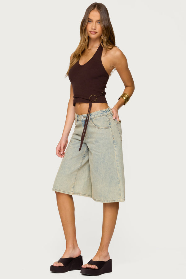 Kez Belted Knit Halter Top view 2