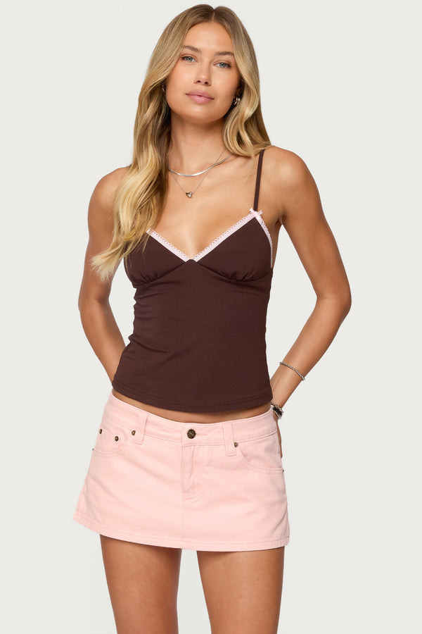 Ruelle Contrast Frill Tank Top view 1