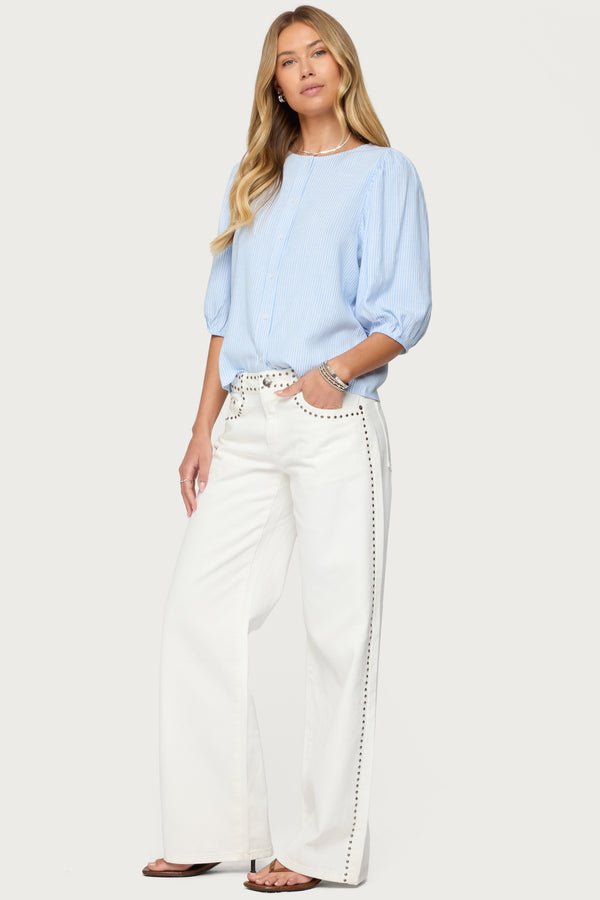 Quincy Studded Low Rise Baggy Jeans view 1