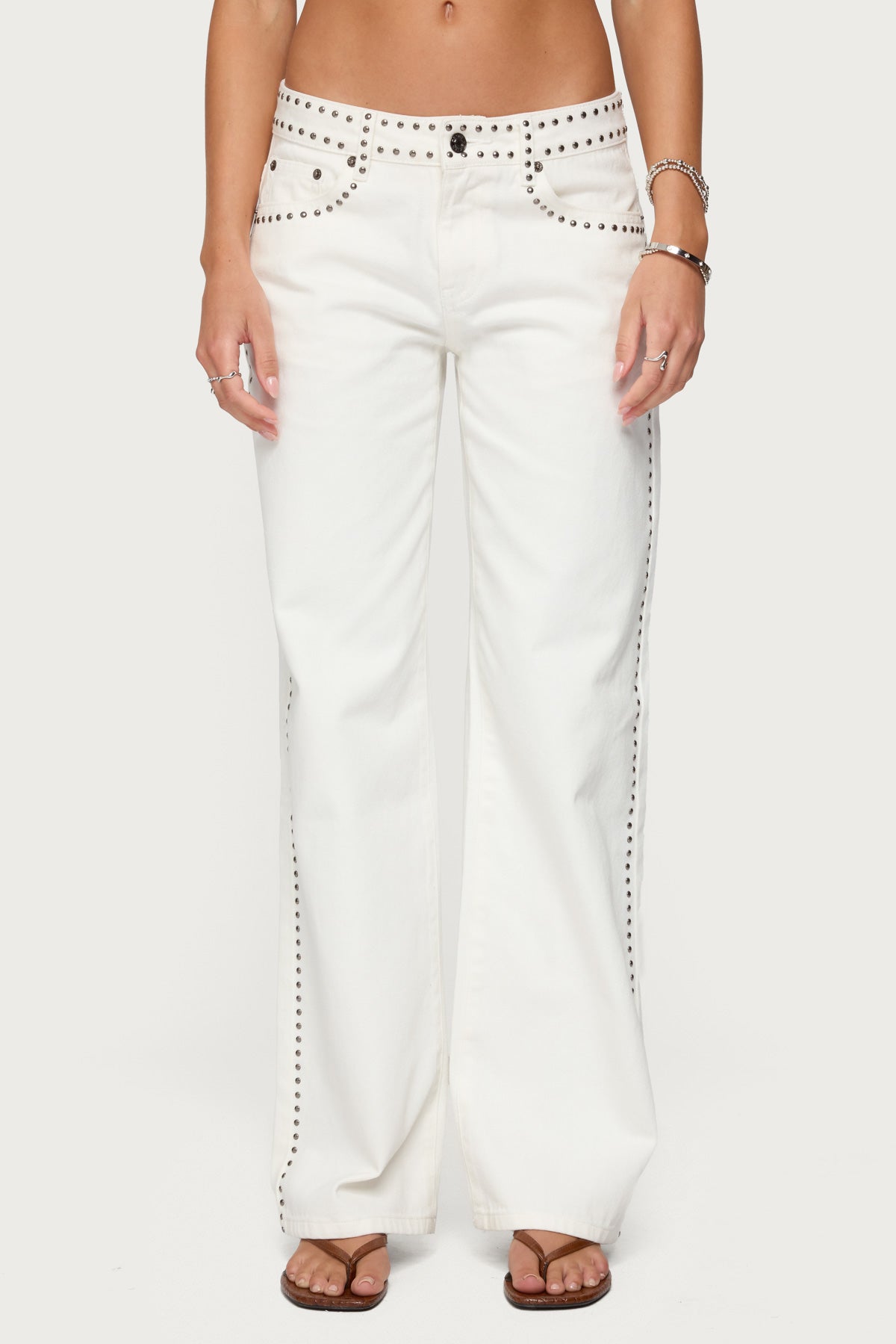Quincy Studded Low Rise Baggy Jeans