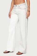 Quincy Studded Low Rise Baggy Jeans