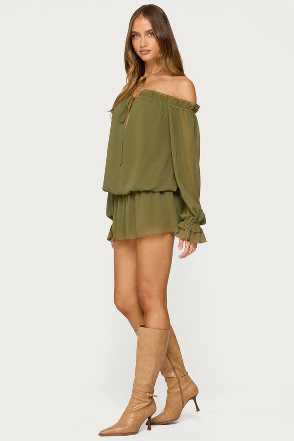 Delphine Off Shoulder Chiffon Romper view 2