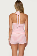 Lovina Textured Striped Halter Top