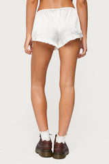 Olesia Ruffle Satin Effect Shorts