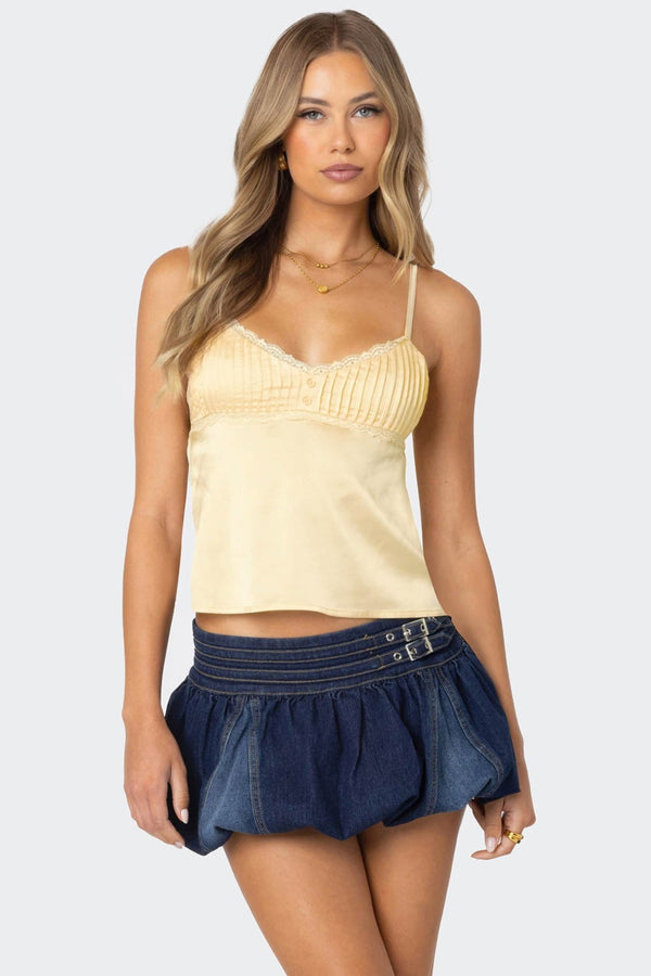 Blanca Satin Effect Lace Trim Tank Top view 1