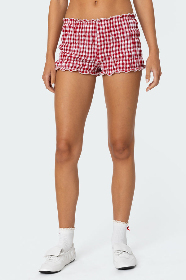Gingham Scrunch Shorts view 2