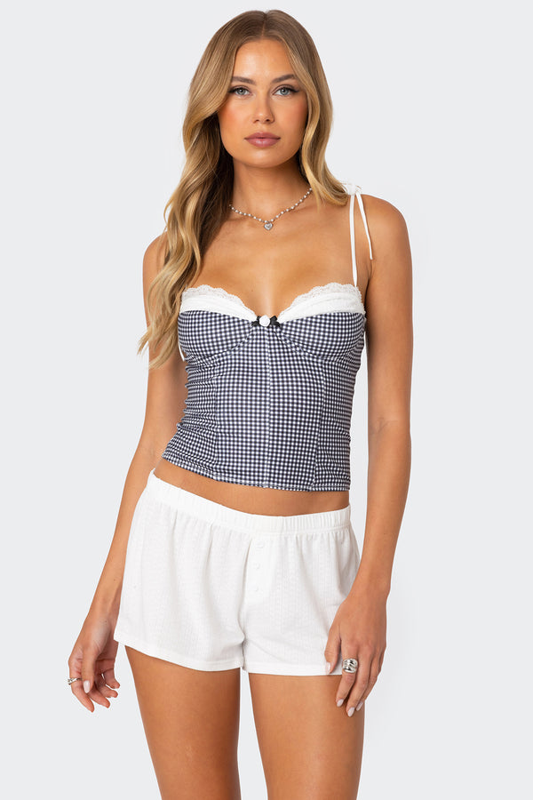 Peekaboo Lacey Gingham Corset view 1