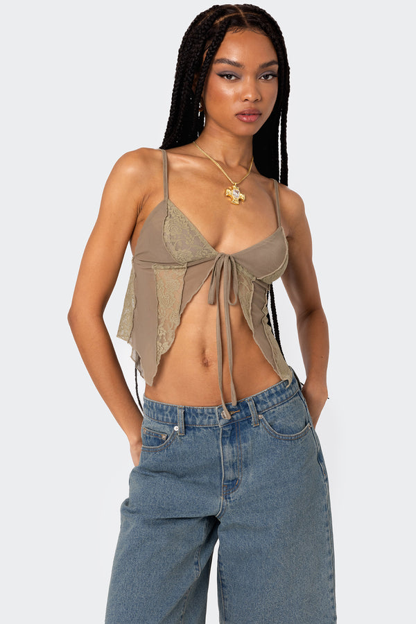 Patchwork Lacey Mesh Top view 1