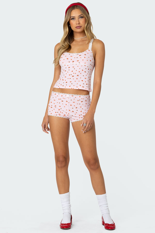Strawberry Girl Printed Micro Shorts view 1