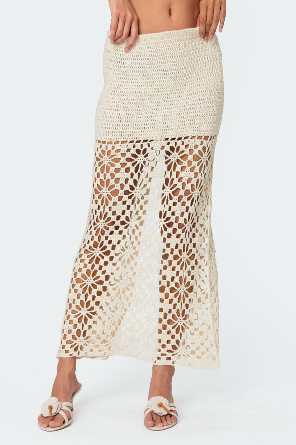 Ida Back Slit Crochet Maxi Skirt view 2
