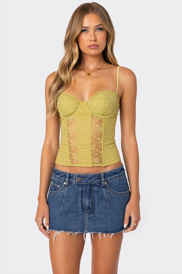 Avena Linen Look Lacey Corset view 1