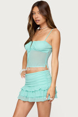 Enya Fringed Sheer Mesh Top