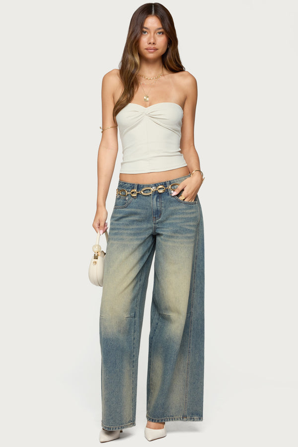 Washed Low Rise Baggy Jeans view 1