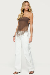 Backless Sheer Mesh Strapless Top