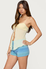Reeve Split Front Sheer Mesh Top