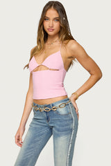 Lital Backless Cut Out Textured Top