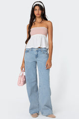 Rena Ribbed Peplum Tube Top