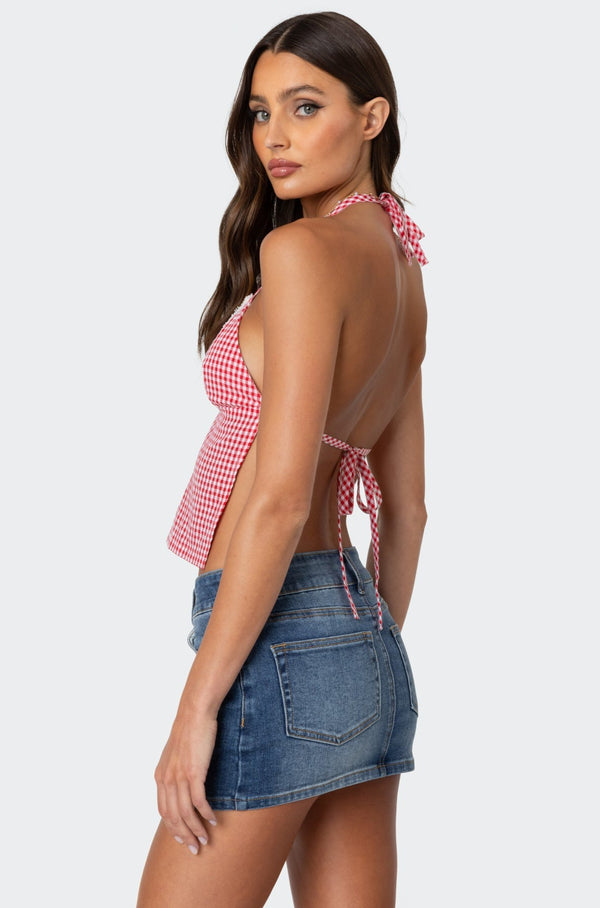 Charmaine Open Back Gingham Top view 1