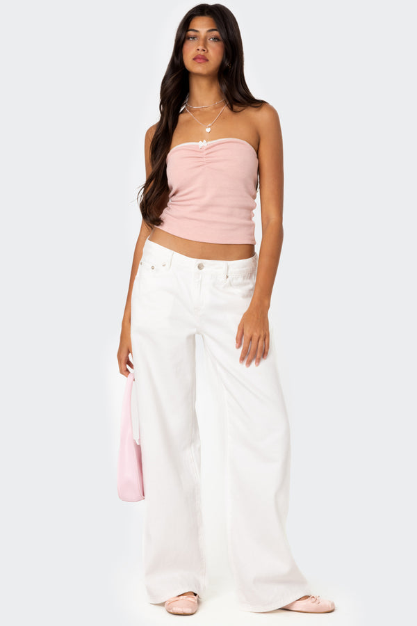 Kacey Strapless Waffle Top view 2