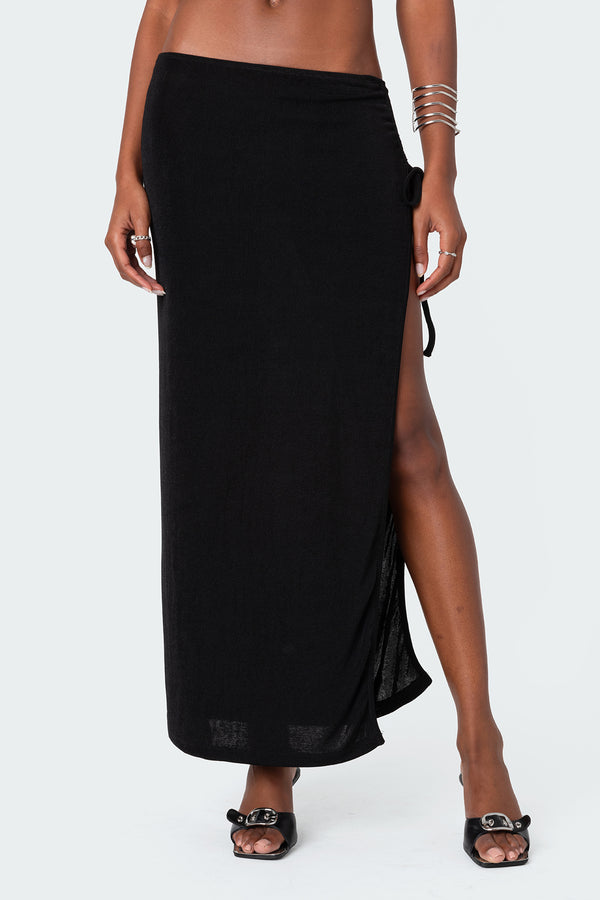 Goldie Slitted Drawstring Maxi Skirt view 2