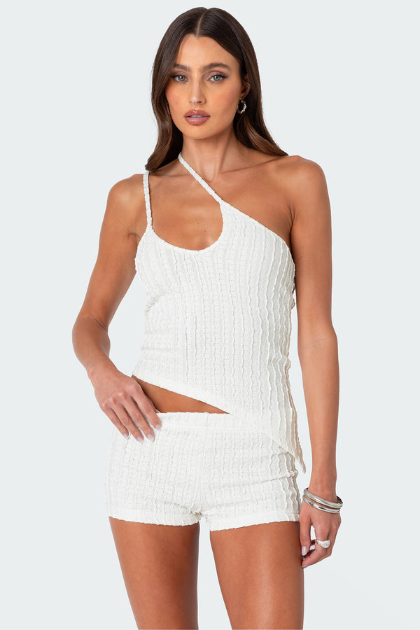 Phoebe Asymmetric Textured Knit Top view 1