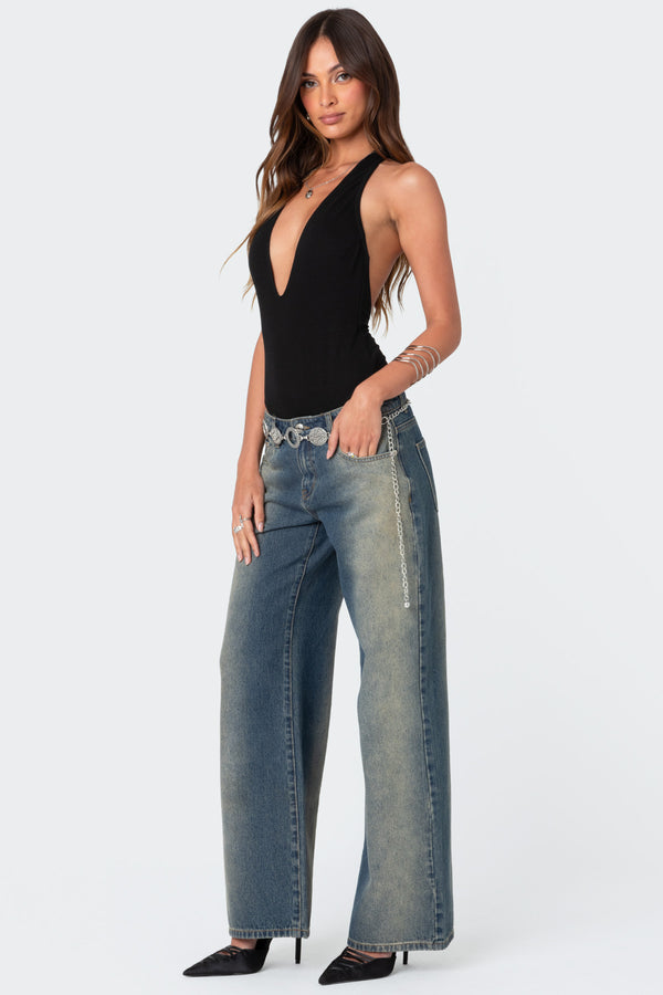 Deep V Backless Bodysuit view 2