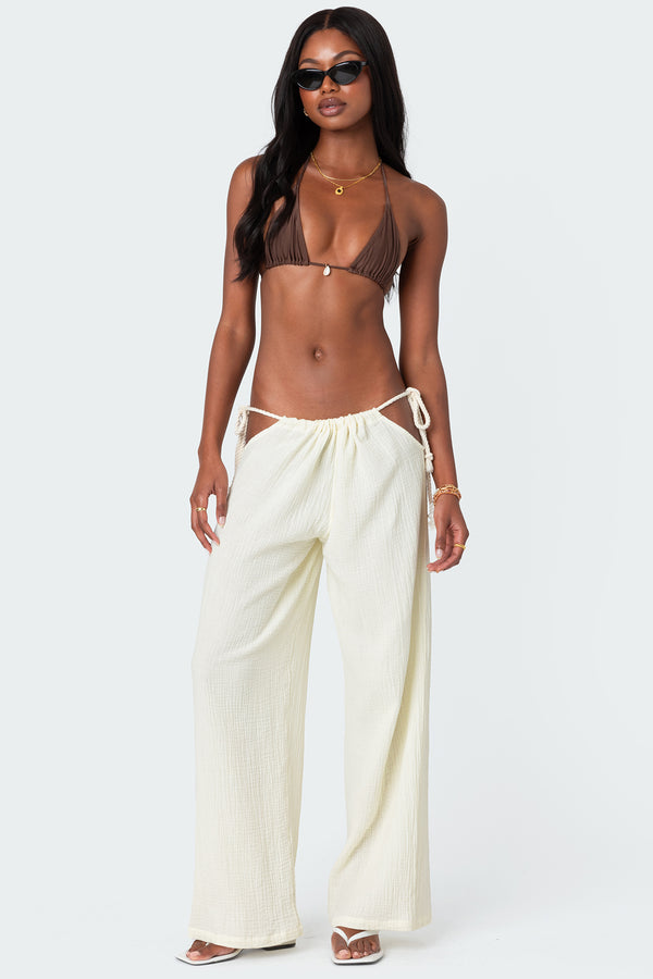 Leoni Side Tie Cotton Gauze Pants view 1