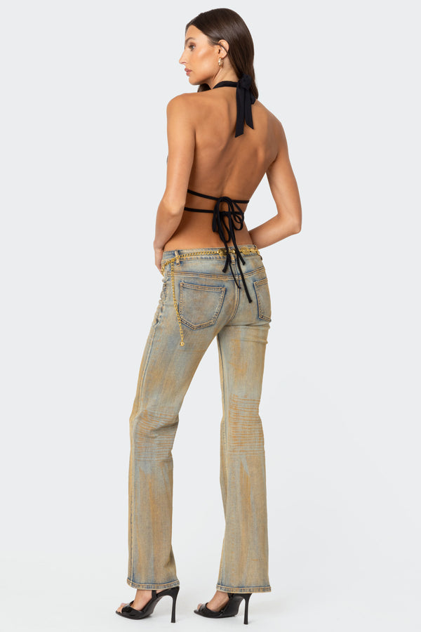 Luma Split Front Backless Halter Top view 2