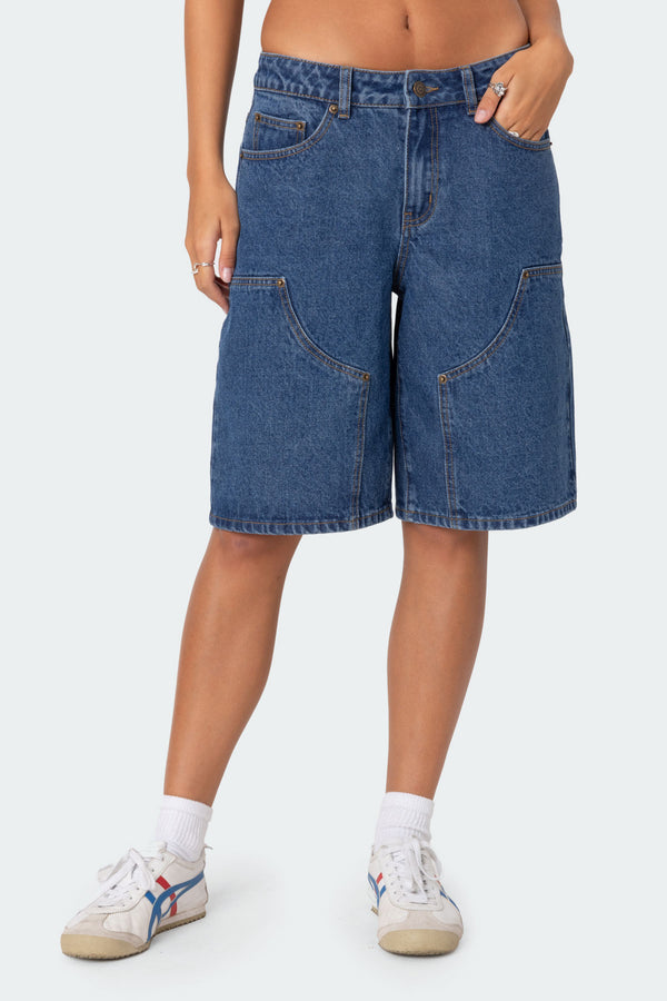 Jacqui Low Rise Denim Bermuda Shorts view 2
