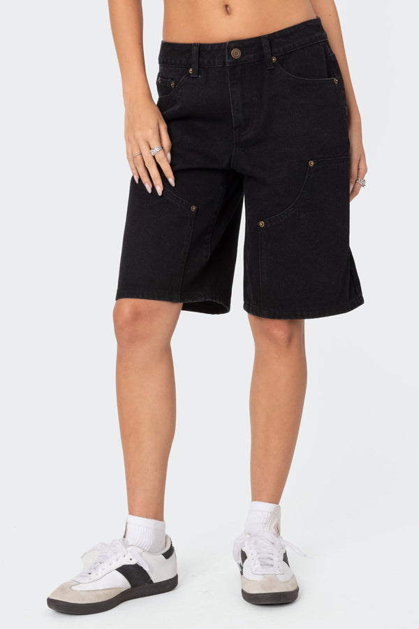 Jacqui Low Rise Denim Bermuda Shorts view 2
