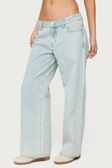 Petite Bow Pocket Low Rise Baggy Jeans