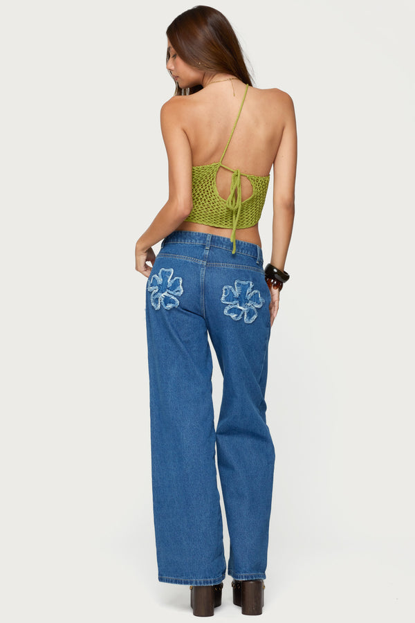 Flower Patch Low Rise Baggy Jeans view 1