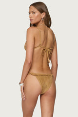 Gilda Faux Suede Triangle Bikini Top