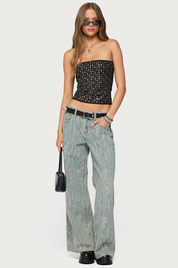 Blanco Studded Grommet Tube Top view 2