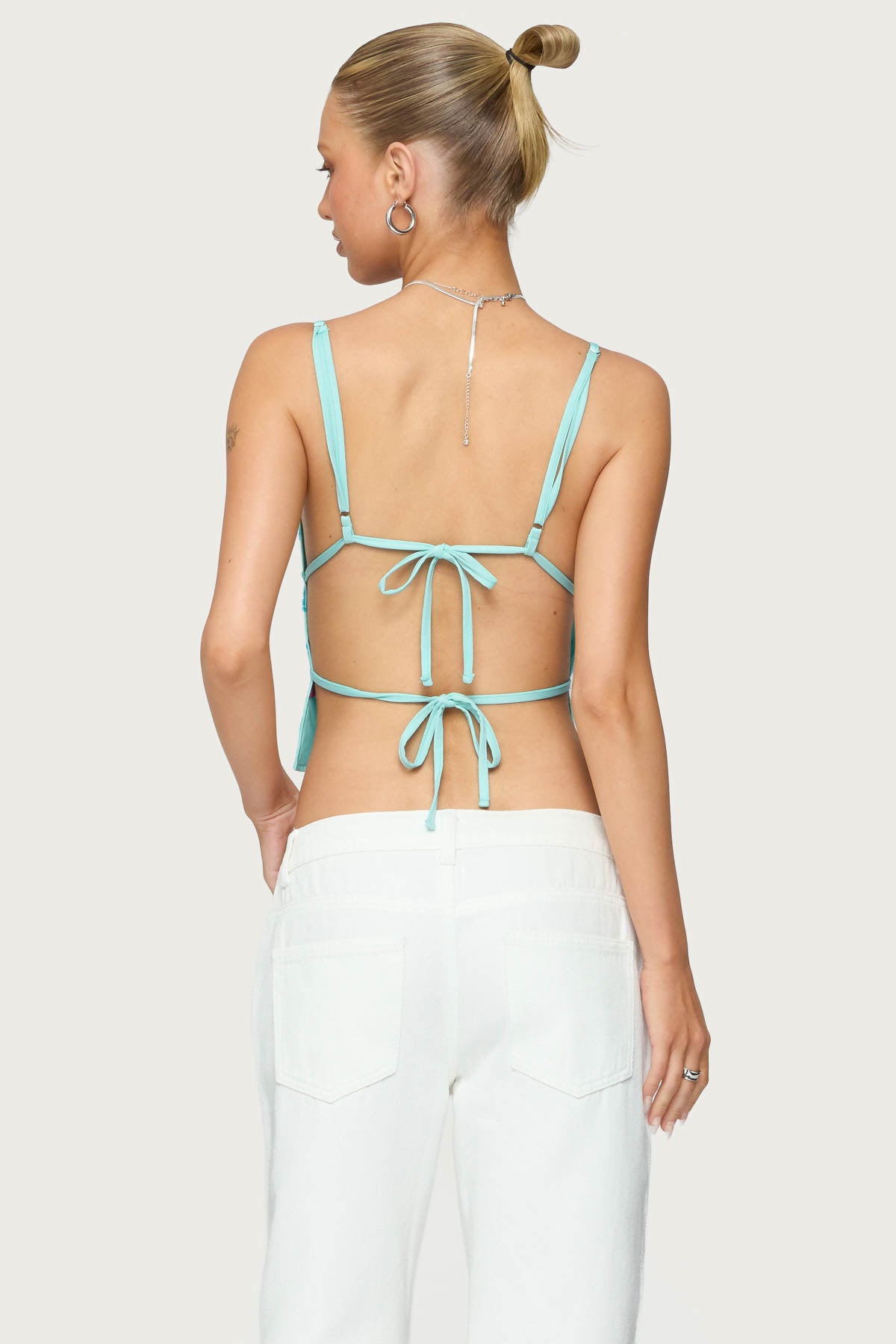 Pia Sequin Floral Backless Top