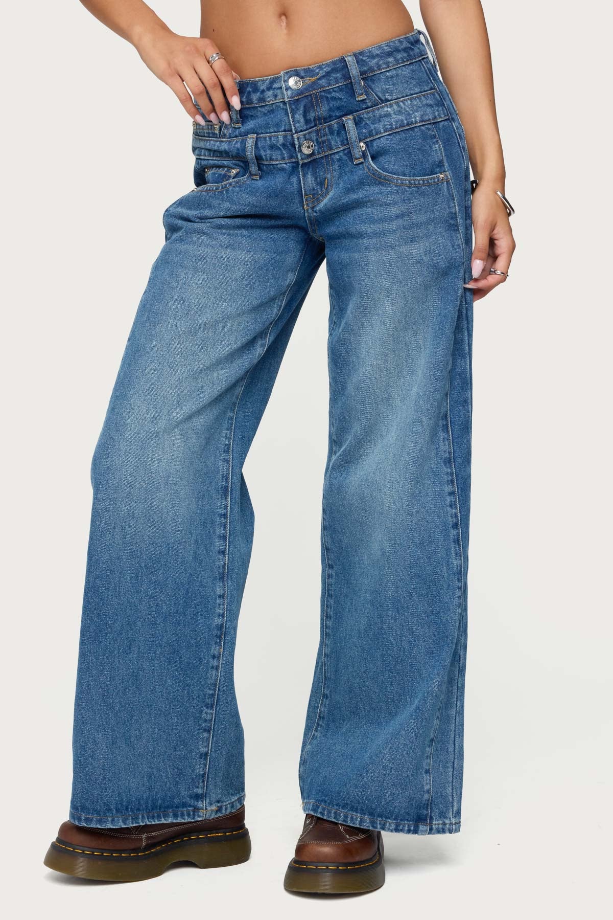 Abel Layered Look Low Rise Baggy Jeans